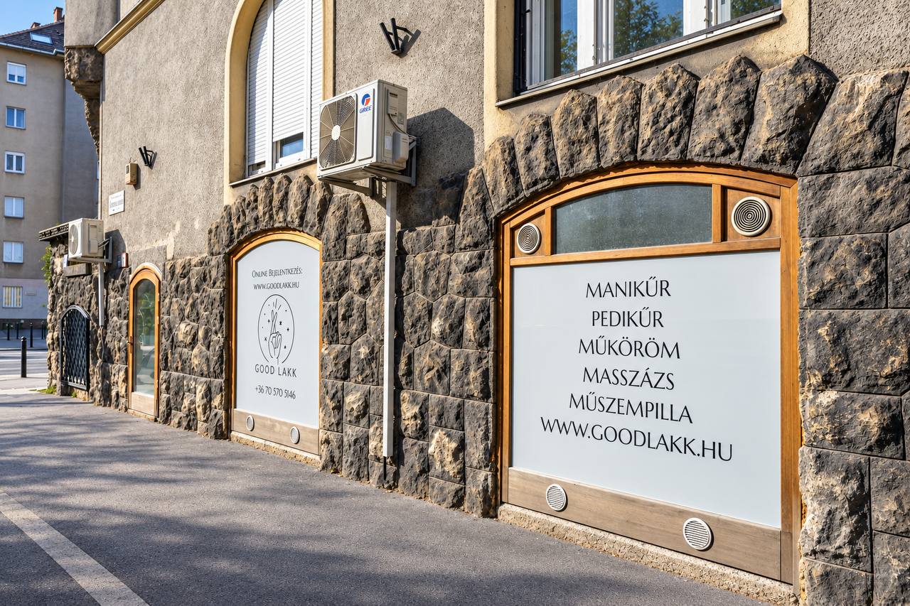 A GoodLakk szalon bejárata, 1114 Budapest, Fadrusz u. 7.